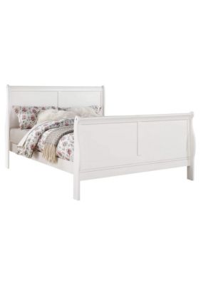 Duna Range Transitional Panel Design Sleigh Twin Size Bed, White