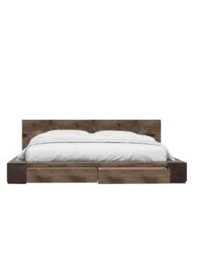 Duna Range Transitional Style Wooden Queen Size Platform Bed With 2 Drawers, Brown