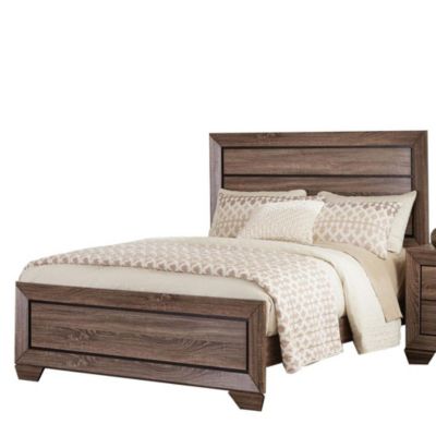 Duna Range Transitional Style California King Bed With Plank Headboard, Taupe Brown