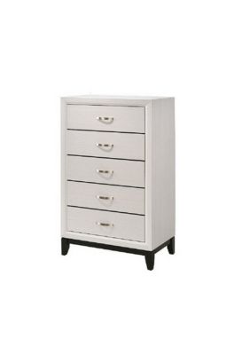 Duna Range Transitional 5 Drawer Chest With Curved Handle And Chamfered Feet, White