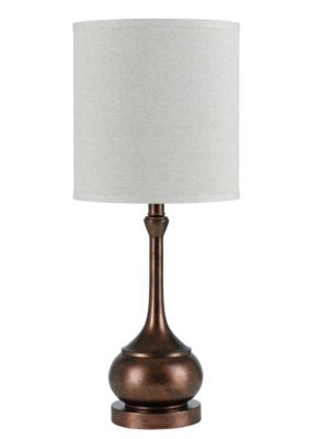 Duna Range Elongated Bellied Shape Metal Accent Lamp With Drum Shade, Rustic Bronze