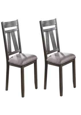 Duna Range Lexi 24 Inch Dining Side Chair, Padded Seat, Set Of 2, Gray, Dark Brown