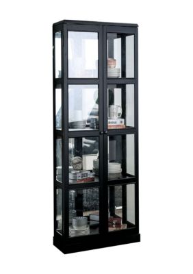 Duna Range Transitional Wooden Curio Cabinet With Two Glass Doors And Four Shelves, Black