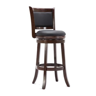 Duna Range Round Wooden Swivel Barstool With Padded Seat And Back, Dark Brown