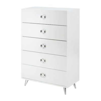 Duna Range Five Drawers Wooden Chest In Contemporary Style, White
