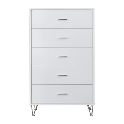 Duna Range Contemporary Style Wooden Chest With Five Drawers, White