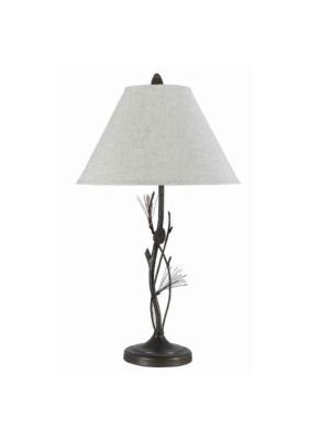Duna Range Pine Twig Accent Metal Body Table Lamp With Conical Shade, Bronze And White