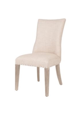 Duna Range Parson Style Fabric Padded Dining Chair With Nailhead Trim, Set Of 2,beige