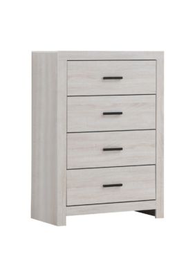Duna Range Chest With 5 Drawers And Metal Bar Pulls, White