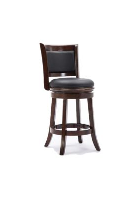 Duna Range Round Wooden Swivel Counter Stool With Padded Seat And Back, Dark Brown