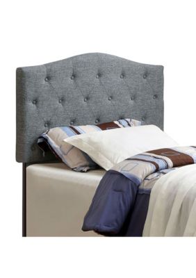 Duna Range Fabric Camelback Design Full Headboard With Button Tufted Details, Gray