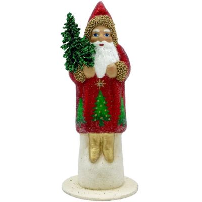 Alexander Taron 6"" Vibrant Unique Santa With Swarovski Crystal Schaller Paper Mache Candy Container