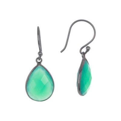 Adornia Women's Pear Drop Green Onyx Earrings