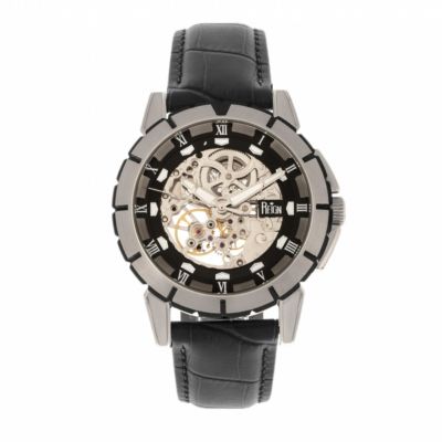 Men's Reign Philippe Automatic Skeleton Leather-Band Watch