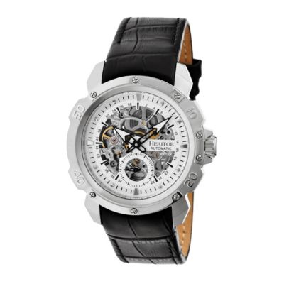 Men's Heritor Automatic Conrad Skeleton Leather-Band Watch