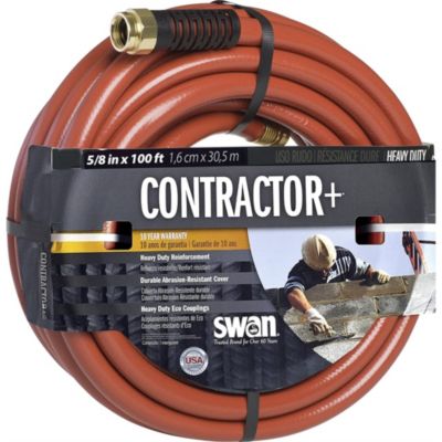 Swan Contractor+ Commercial Duty Water Hose W/ Crush Proof Couplings 100' X 5/8