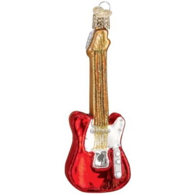 Old World Christmas Glass Blown Tree Ornament, Red Electric Guitar