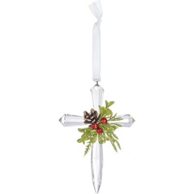 Ganz Mini Mistletoe Acrylic Cross Ornament 4.5 Inches