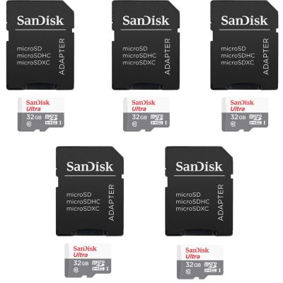 5 Units Sandisk 32Gb Ultra Uhs-I Microsdhc Memory Card With Sd Adapter