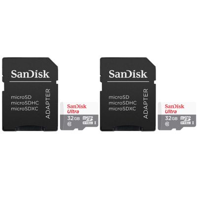 2 Units Sandisk 32Gb Ultra Uhs-I Microsdhc Memory Card With Sd Adapter