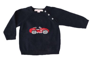 Pineapple Sunshine Cobra Car Intarsia Sweater - Black / 9-12Mo