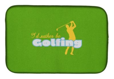 Caroline's Treasures 14 In X 21 In I'd Rather Be Golfing Man On Green Dish Drying Mat