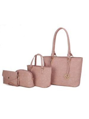 Mkf Collection By Mia K Women's Edelyn Embossed M Signature Tote Handbag Set