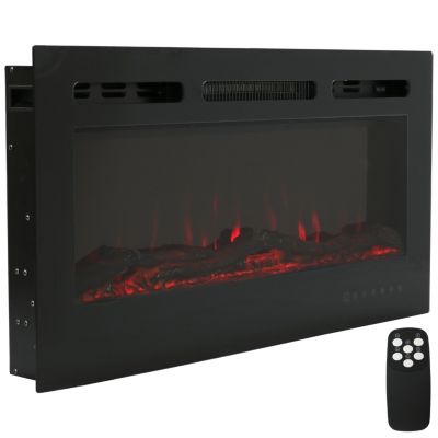 Sunnydaze Decor Sunnydaze 36 In Modern Flame Mounted Indoor Electric Fireplace - Black