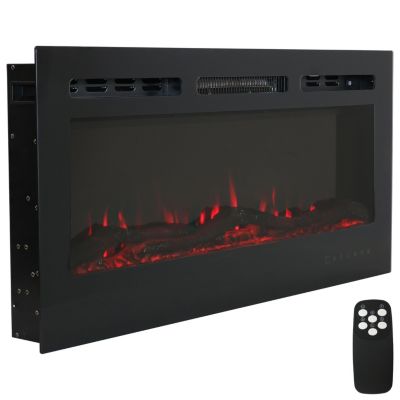 Sunnydaze Decor Sunnydaze 40 In Modern Flame Mounted Indoor Electric Fireplace - Black