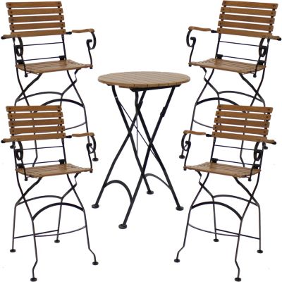 Sunnydaze Decor Sunnydaze Deluxe Chestnut 5-Piece Folding Patio Bar-Height Table And Chairs
