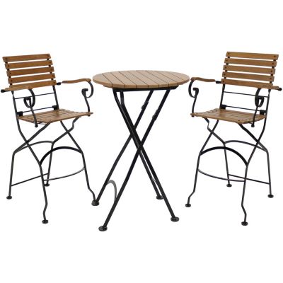 Sunnydaze Decor Sunnydaze Deluxe Chestnut 3-Piece Folding Patio Bar-Height Table And Chairs