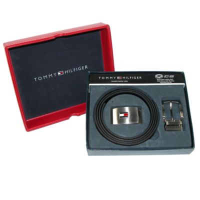 Tommy Hilfiger Men's Reversible Leather Belt And Buckles Boxed Gift Set