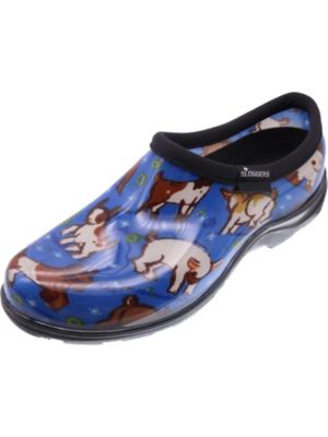 Sloggers Women's Goat Print Short Rain And Garden Shoes, Blue, 10M -  091053552912
