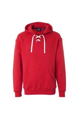 J. America Men's Sport Lace Hooded Sweatshirt, Red, Medium