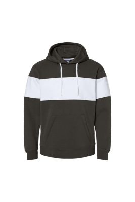 J. America Men's Varsity Fleece Colorblocked Hooded Sweatshirt, Black, 3X