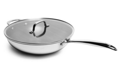 Lexi Home Tri-Ply Stainless Steel Diamond Nonstick 5 Qt Wok With Glass Lid