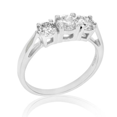 Vir Jewels 1 Cttw 3 Stone Diamond Engagement Ring 14K White Gold Round Bridal Wedding Size 7