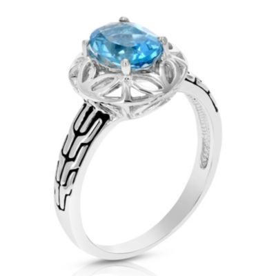 Vir Jewels 1.10 Cttw Swiss Blue Topaz Ring .925 Sterling Silver With Rhodium Oval 8X6 Mm