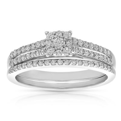 Vir Jewels 1/2 Cttw Diamond Cluster Wedding Engagement Ring Set 14K White Gold Bridal