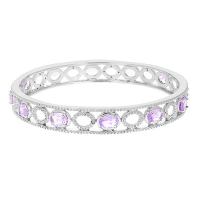 Vir Jewels 3.80 Cttw Purple Amethyst And Diamond Eternity Bangle Bracelet Brass Rhodium