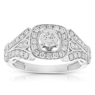 Vir Jewels 1 Cttw Diamond Halo Wedding Engagement Ring 14K White Gold Cushion Shape Bridal