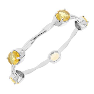 Vir Jewels 11 Cttw Citrine Bangle Bracelet Brass With Rhodium Plating 11X9 Mm Oval Twisted