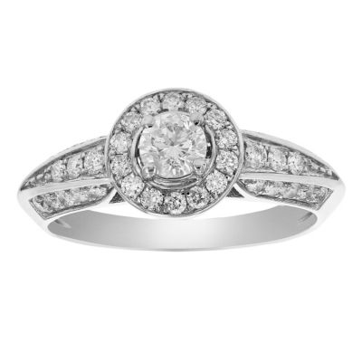 Vir Jewels 3/4 Cttw Diamond Wedding Engagement Ring 14K White Gold Halo Prong Set Bridal