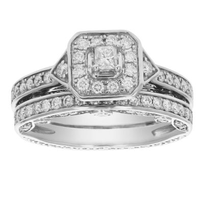 Vir Jewels 1.25 Cttw Diamond Wedding Engagement Ring Bridal Set 14K White Gold Halo