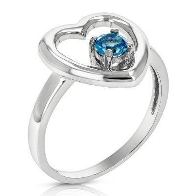 Vir Jewels 1/5 Cttw Swiss Blue Topaz Ring .925 Sterling Silver Rhodium Heart Shape 4 Mm