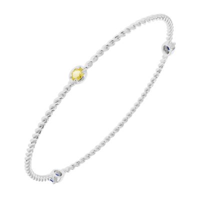 Vir Jewels 2/5 Cttw Yellow Sapphire Bangle Bracelet Brass With Rhodium Plating Oval Cable