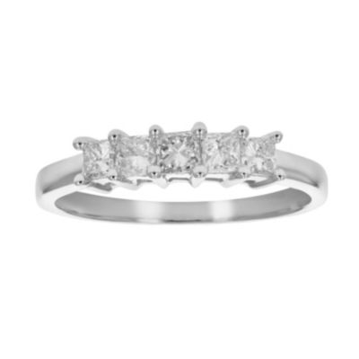 Vir Jewels 1/2 Cttw 5-Stone Princess Cut Diamond Ring Engagement Bridal In 14K White Gold