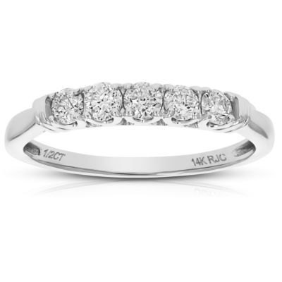 Vir Jewels 1/2 Cttw 5 Stone Diamond Ring Engagement Bridal In 14K White Gold Round Prong