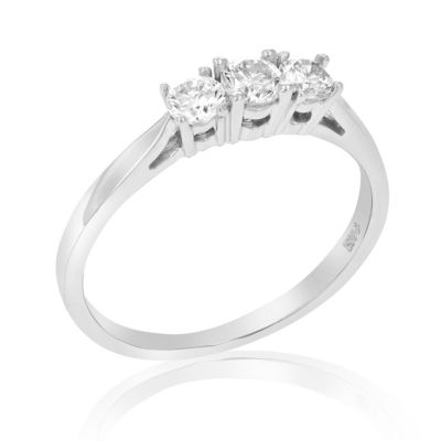 Vir Jewels 1/2 Cttw 3 Stone Diamond Engagement Ring 14K White Gold Round Bridal Wedding