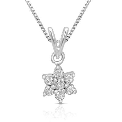 Vir Jewels 1/5 Cttw Diamond Cluster Composite Pendant Necklace 10K White Gold With Chain